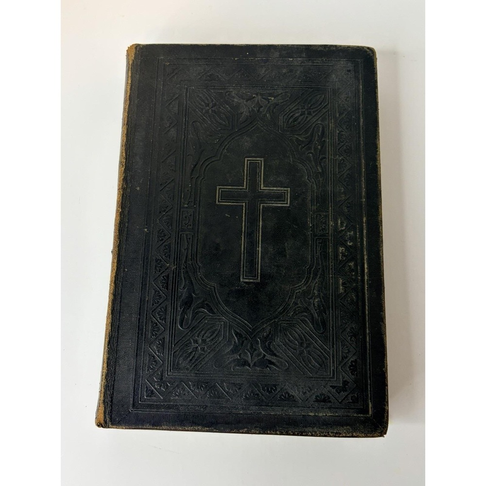 Antique German Hymnal 1905 Sammlung Christlicher Lieder Volga Black Leather
